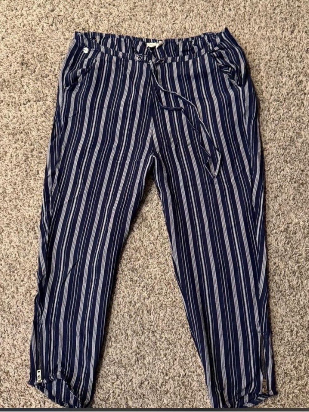 Roxy  Navy and light grey striped beach style pants